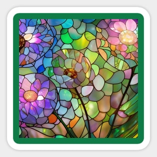 Stained Glass Flowers Sticker